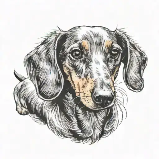 Sketch Dachshund Smooth Face Line Work Tattoo Design