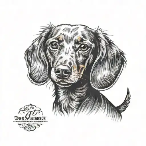 Sketch Dachshund Face Line Work Tattoo Design