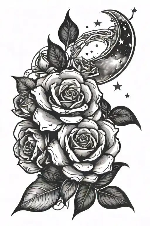 Moon And Stars And Rose Intertwined