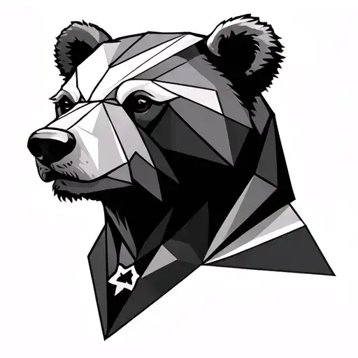 Geometric Bear Face With A Jewish Star