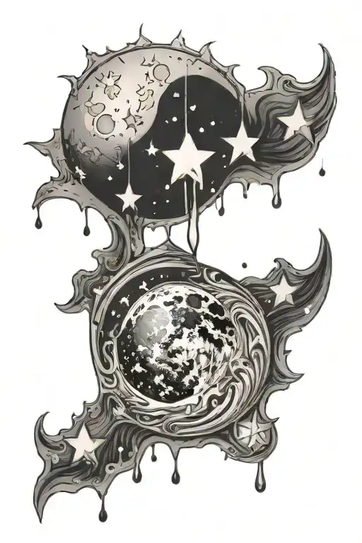 Moon And Stars Dripping