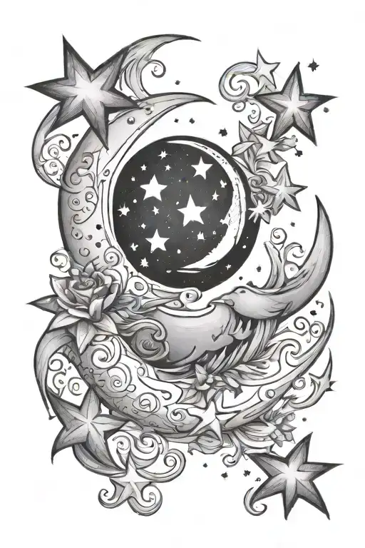 Moon And Stars Whimsical