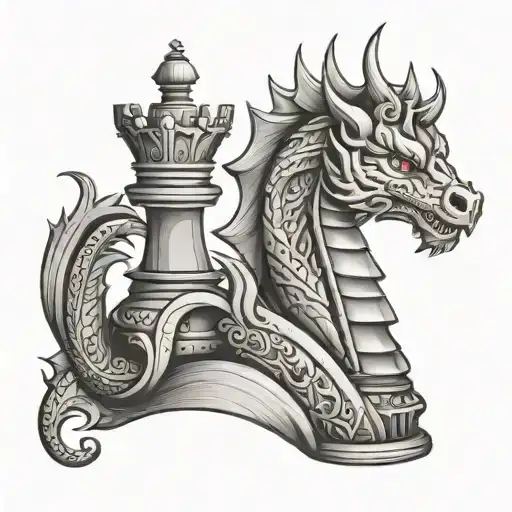 King Chess Piece With A Dragon Wrapped