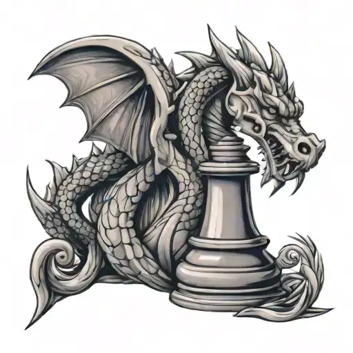 King Chess Piece With A Dragon Wrapped