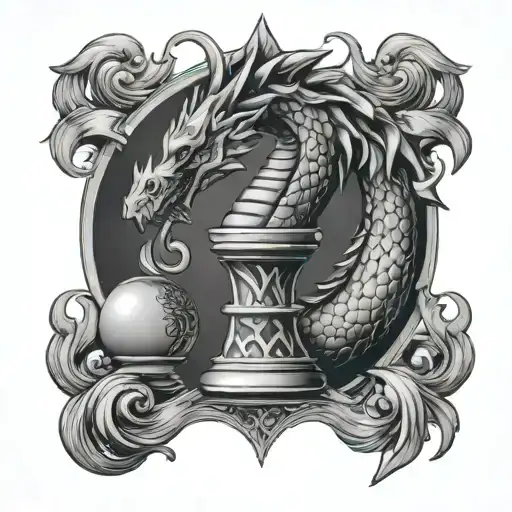 King Chess Piece With A Dragon Wrapped