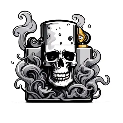 Zippo Lighter With Smoke Forming A Skull