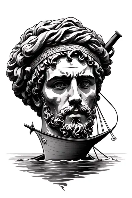 Make A Roman Tattoo Design With A Boat