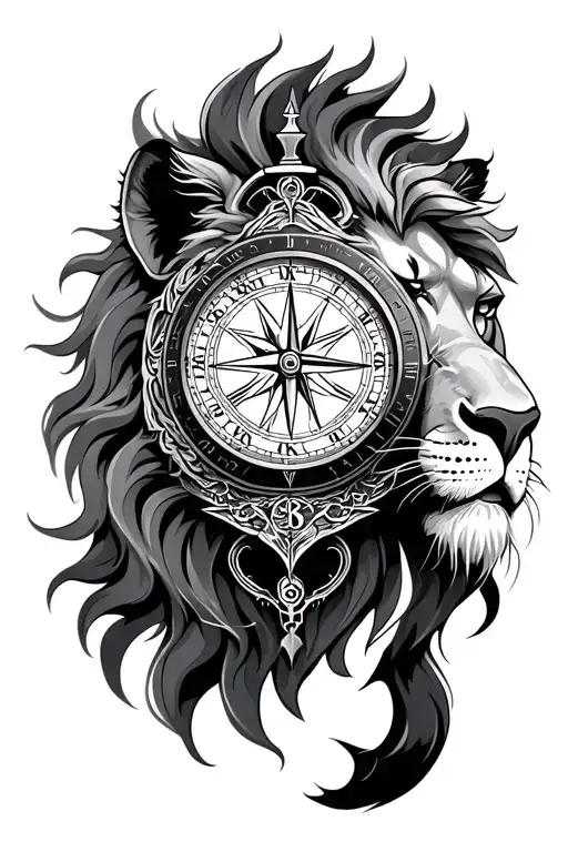 Lion Compass And Clock