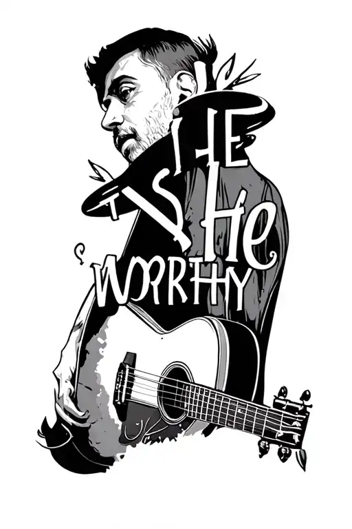 Is He Worthy Quote With Acoustic Guitar