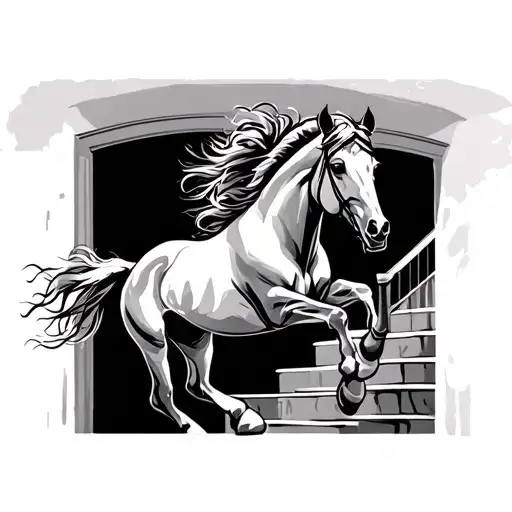Horse Running Up Stairs