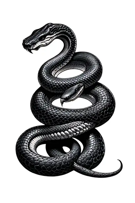 Black Fat Snake Intertwined