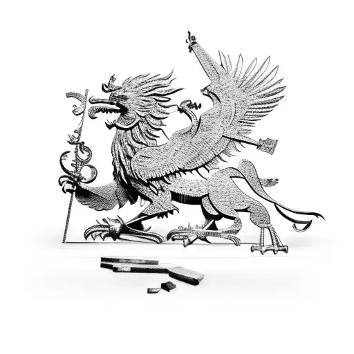 Liver Bird And A Lion Fighting