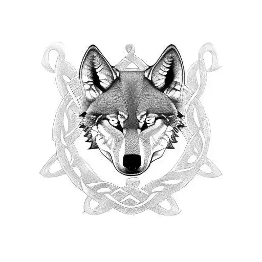 Celtic And Nordic Knots On Half Sleeve And Chest With A Wolf Head And Celtic Runes