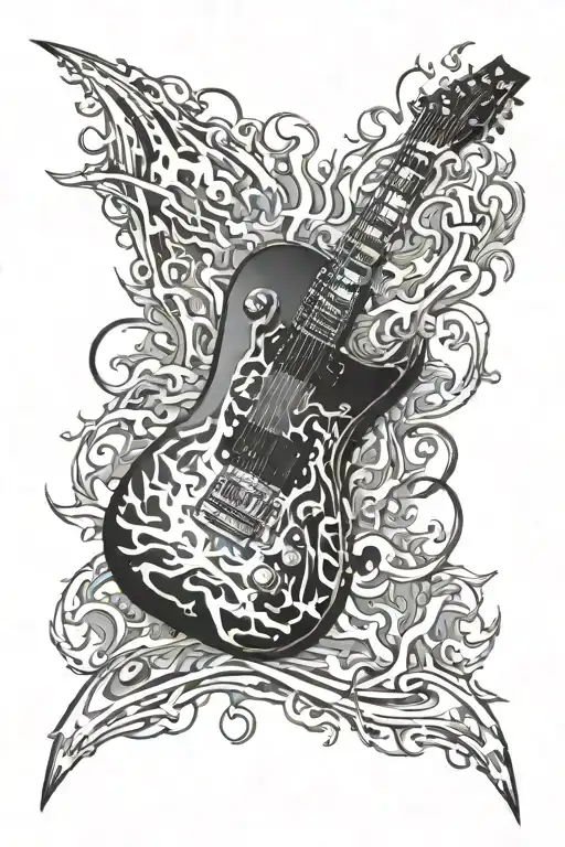 Dimebag Guitar With Chester Bennington Flames In Background