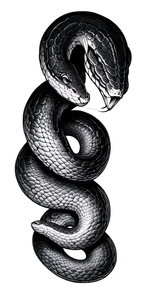Black Fat Snake Coiled