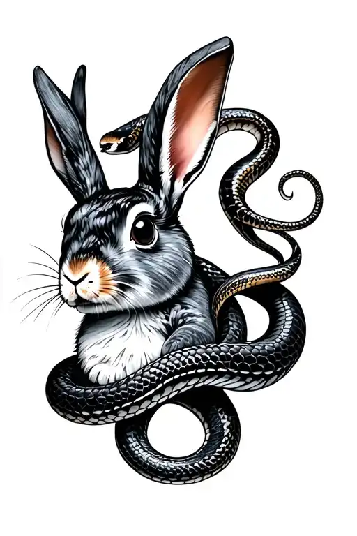Snake And Rabbit Holding