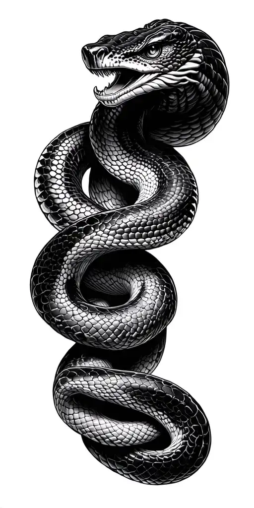 Black Snake Coiled Cobra