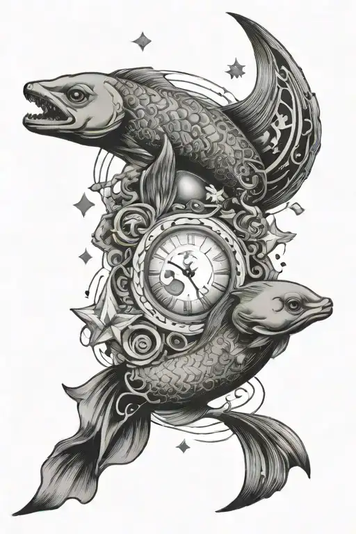 Pisces Sing With Moon Stars And Water Element Symbol