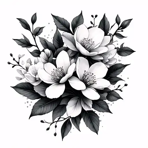 Floral Wrap With Cherry Blossoms And Magnolia Flowers