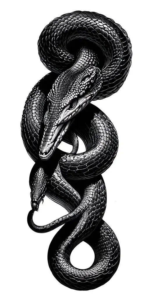 Black Snake Coiled Cobra