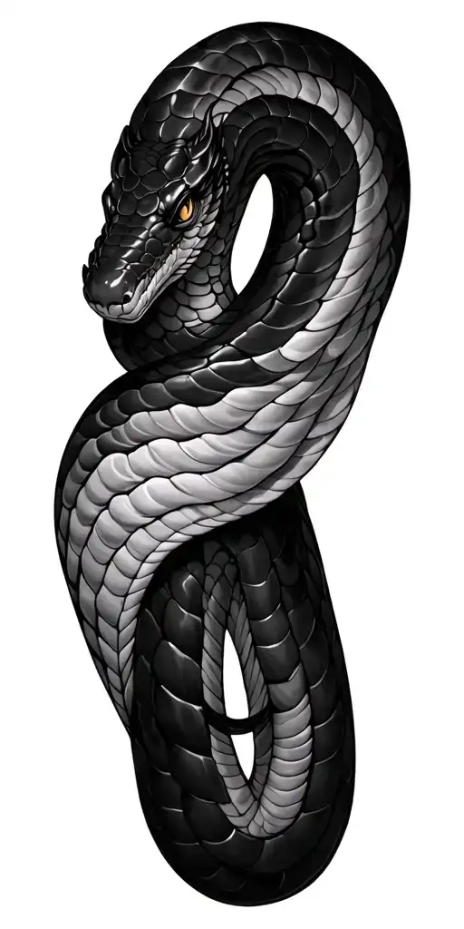 Black Snake Coiled Cobra