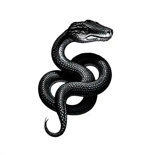 Black Snake Coiled Cobra