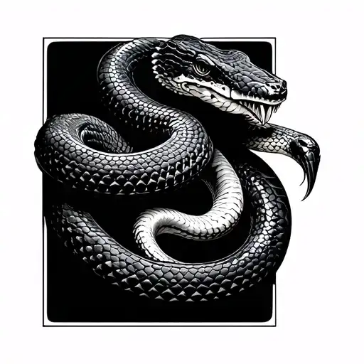 Black Snake Coiled Cobra