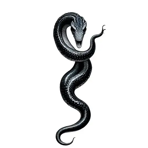 Black Snake Coiled Cobra