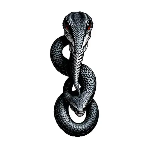Black Fat Snake Coiled
