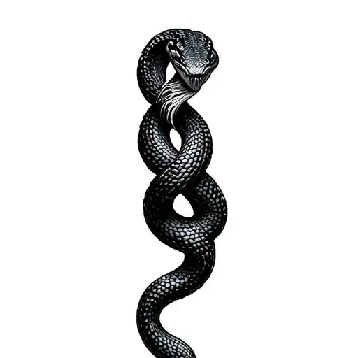 Black Thin Snake Coiled