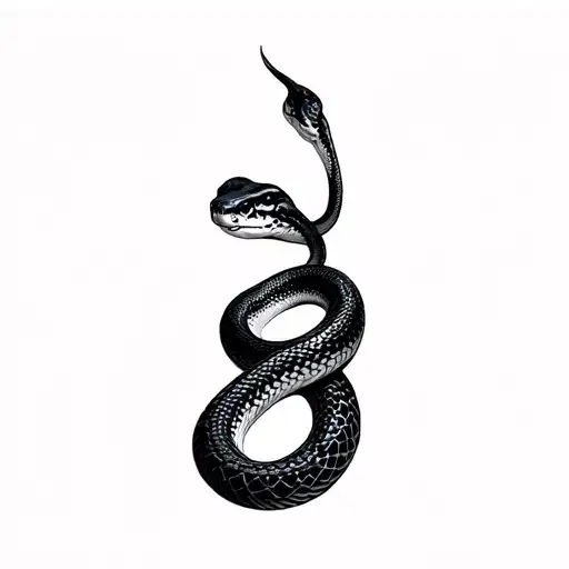 Black Thin Snake Coiled Python