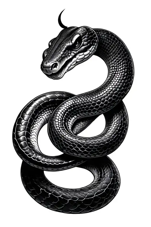 Black Thin Snake Coiled Python