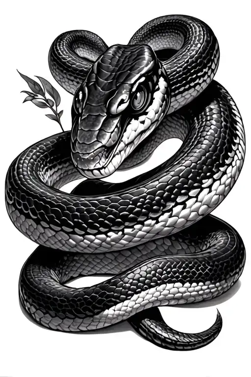 Black Thin Snake Coiled Python