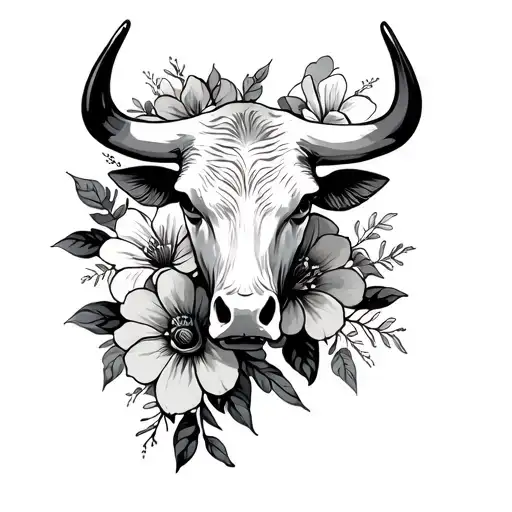 Bull Bone And Fowers