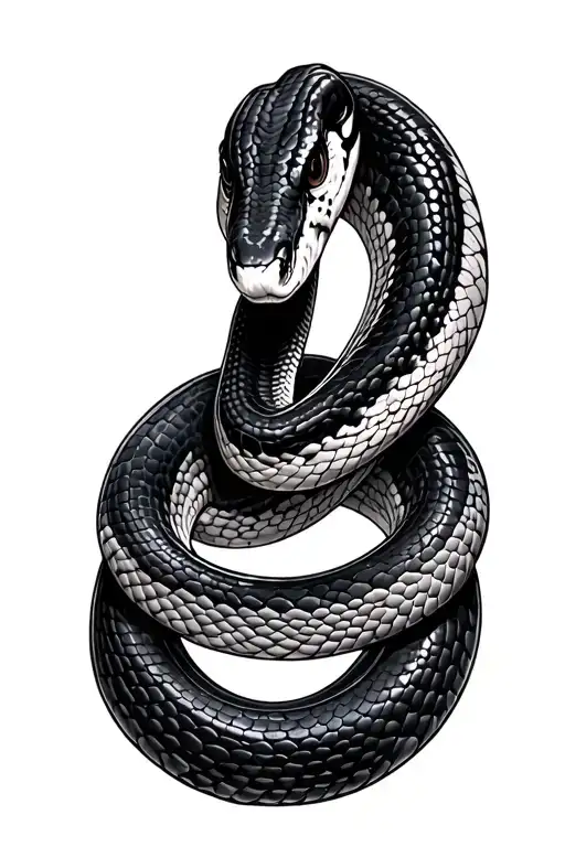 Black Thin Snake Coiled Python