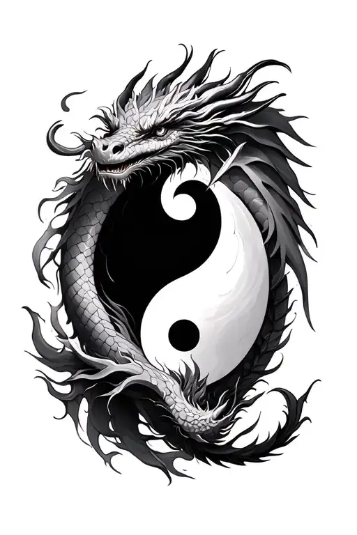 Yin Yang Dragon Tattoo Design
