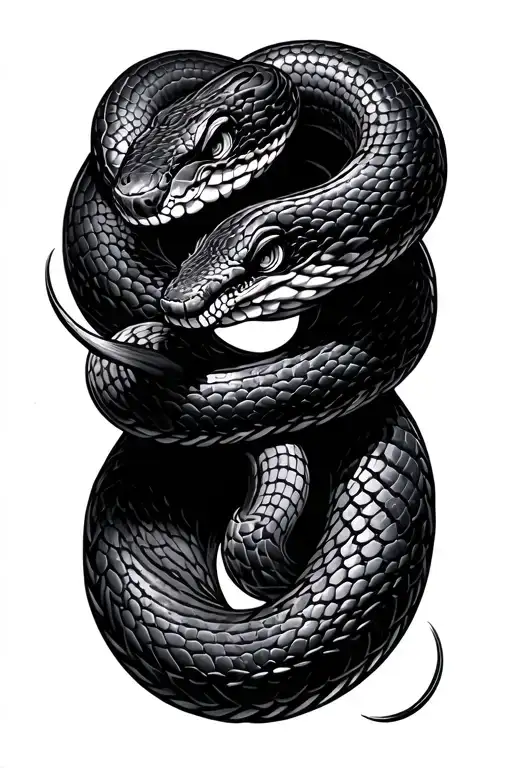 Black Thin Snake Coiled