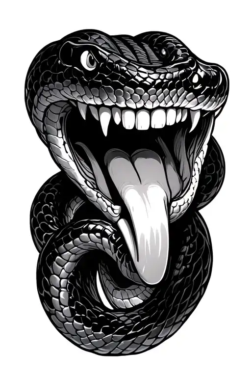 Black Thin Snake Coiled Tongue Teeth