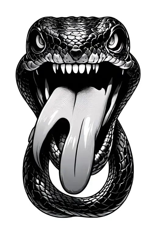 Black Thin Snake Coiled Tongue