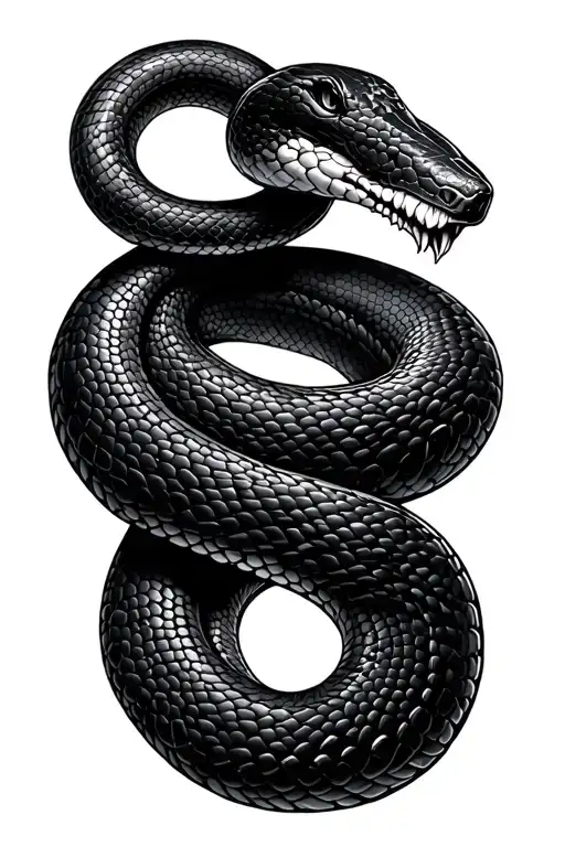 Black Thin Snake Coiled
