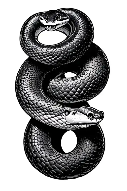 Black Fat Snake Coiled