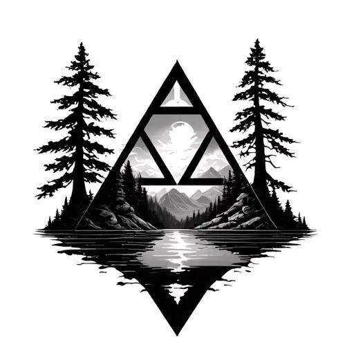 Triforce With Nature Scene Inside