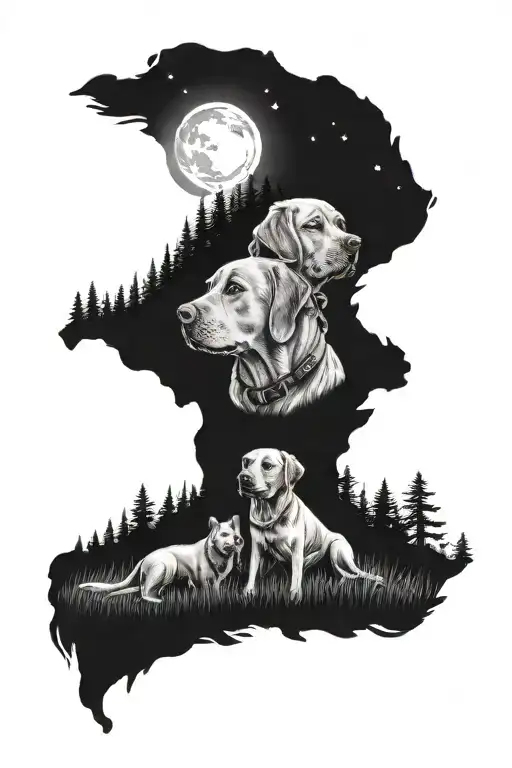 Dad Daughter Labrador Camping Scene