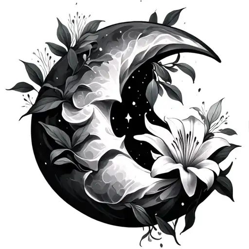 Crescent Moon With Lilly Wrapped