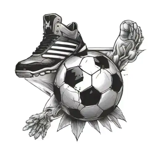 A Black-grey Tattoo Of A Human Resources Symbol Merged With A Soccer Ball