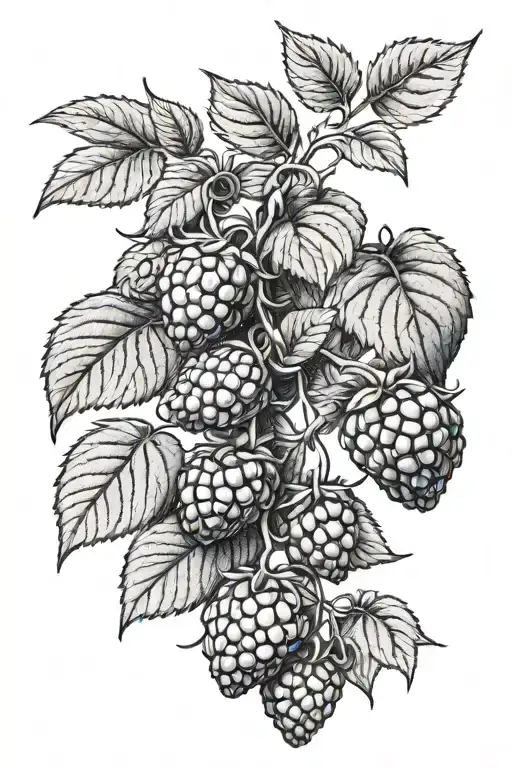 Raspberry Vine In A Botanical Style