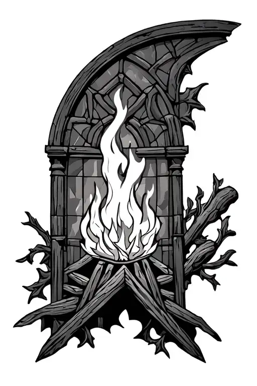 Dark Souls Bonfire In Stained Glass Window