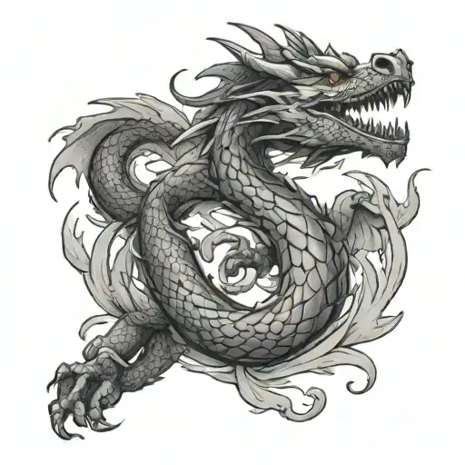 Dragon Tattoo Wrapped Around Arm And Chest