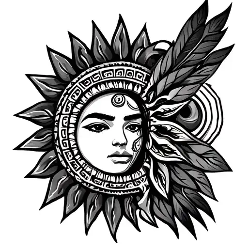 Aztec Tribal That Goes Around Sun Setting