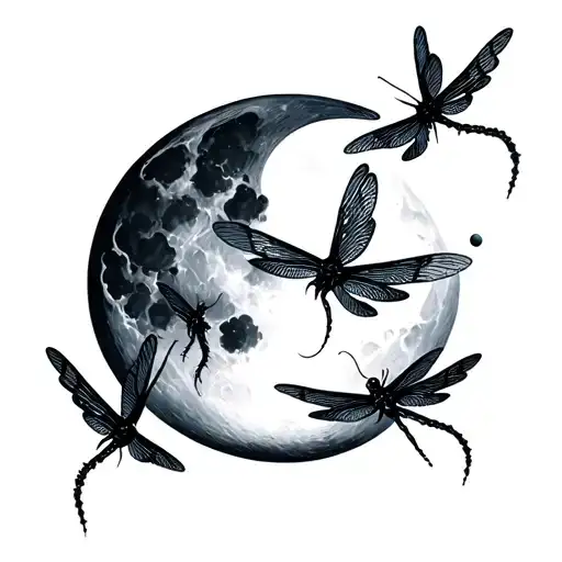 Moon With Dragonflies